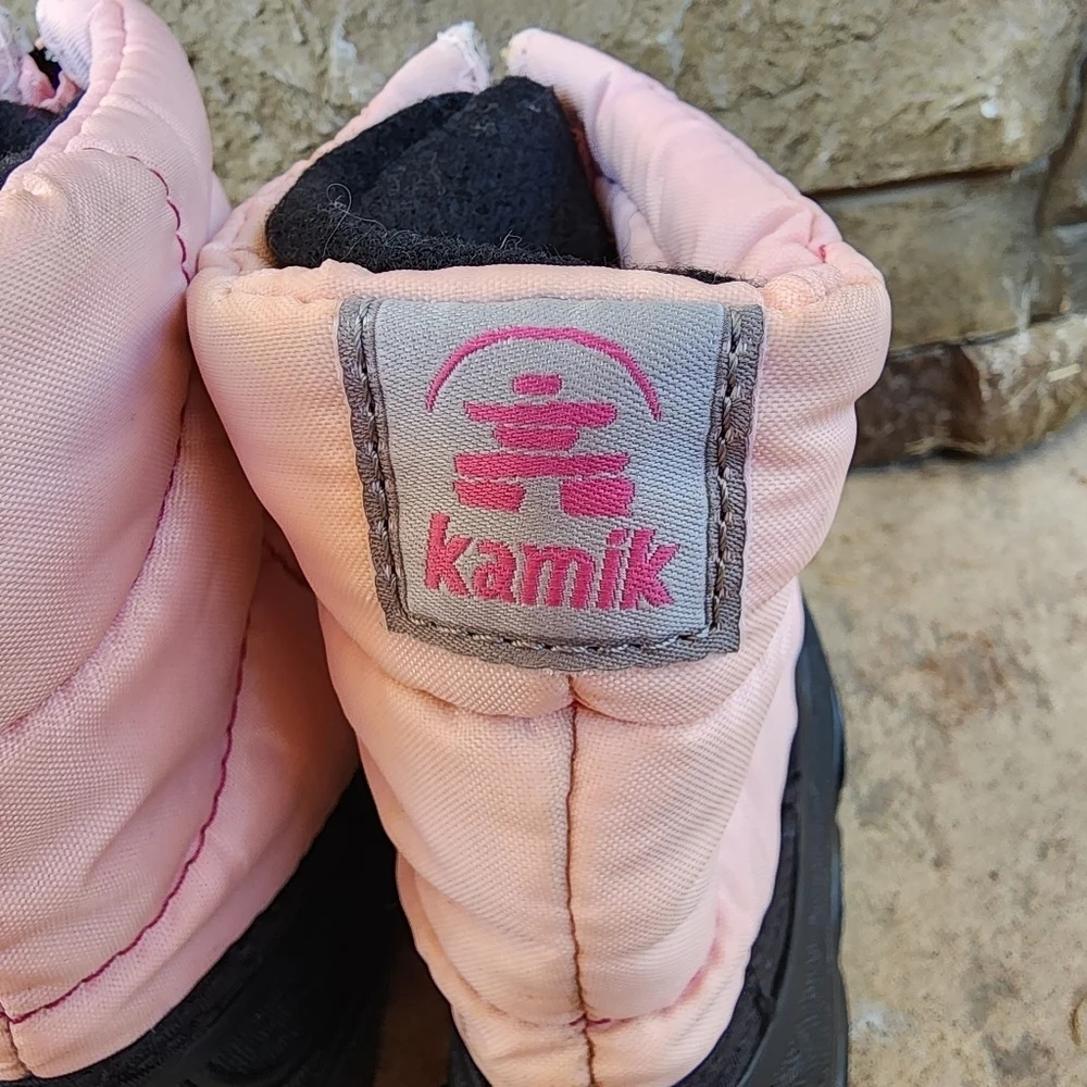 Pink and Black Kamik Girls Snow Boots Size 8
